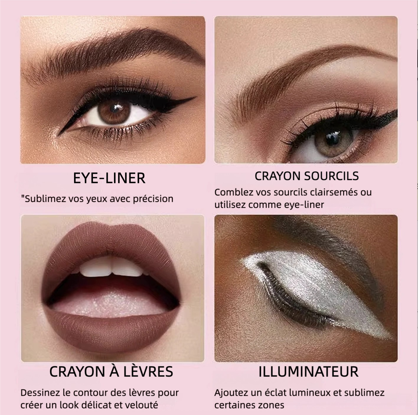 CRAYON 4-EN-1 MULTIFONCTION : LÈVRES - YEUX - SOURCILS