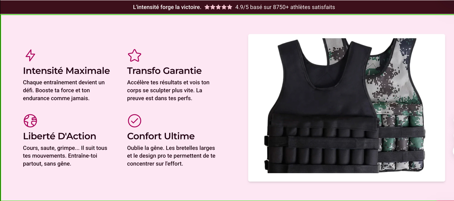 Gilet Lesté 20kg 🔥 Dépasse Tes Limites